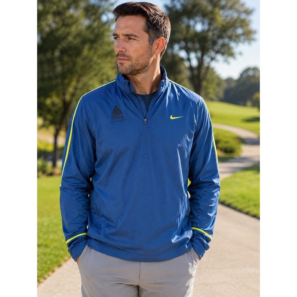 Nike Golf CITGO Quarter‎ Zip Windbreaker Jacket Men XL Blue Lightweight